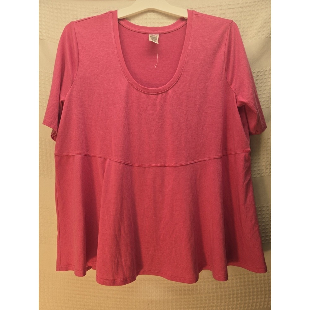 West Loop Women's Size L Pink Tunic Top Short Sleeve Scoop Neck Stretch 6236